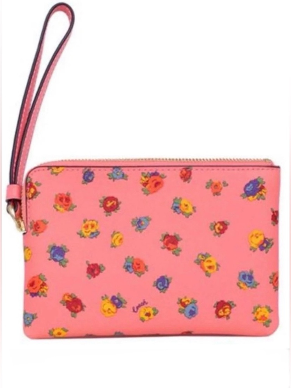 Coach Pink Lemonade Wristlet Vintage Flower Print Corner Zip Wristlet New NWT - Picture 2 of 7